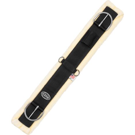 34" = 86 cm, Marrone: Sottopancia western in tessuto tecnico con inserti in montone sintetico staccabile