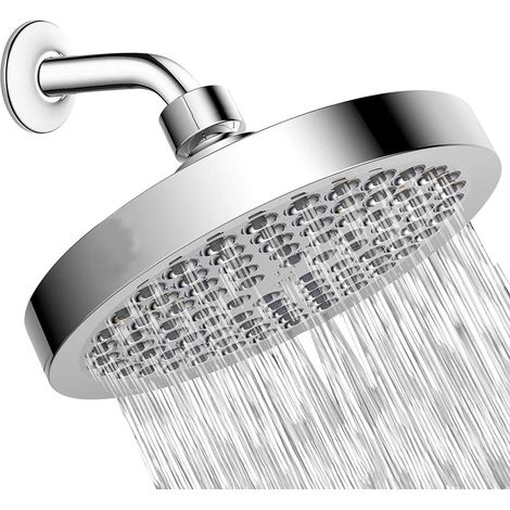 Kalkabweisender, wasserdichter Duschkopf, Hochdruck-Duschkopf mit fester Befestigung, wassersparender Sprühduschkopf, Duschkopf, universelles 1/2-Zoll-Gewinde, (6 Zoll (plattiert))