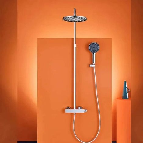Colonne de douche murale chrome Ø25cm, Atéa (1/5)
