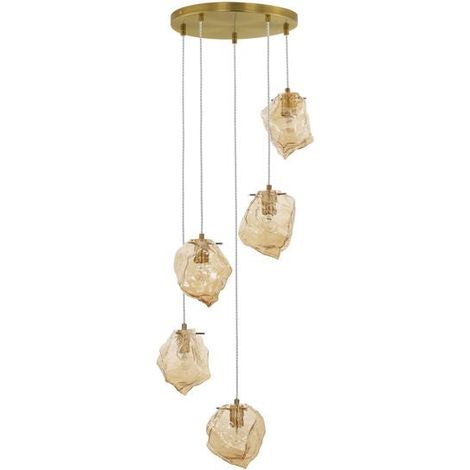 [NEUWERTIG] B-Ware Nova Luce Pendelleuchte Hängeleuchte ODELLE E14 LED Gold dimmbar Glas 5-flammig (1/2)