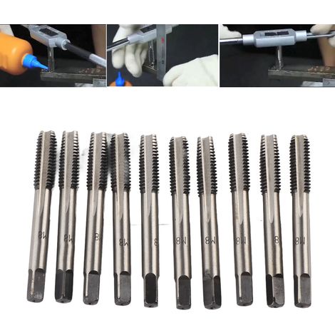 10 pièces Tarauds à Main en Acier Carbone Métrique M2 M4 M6 M8 pour Filetage (1/5)