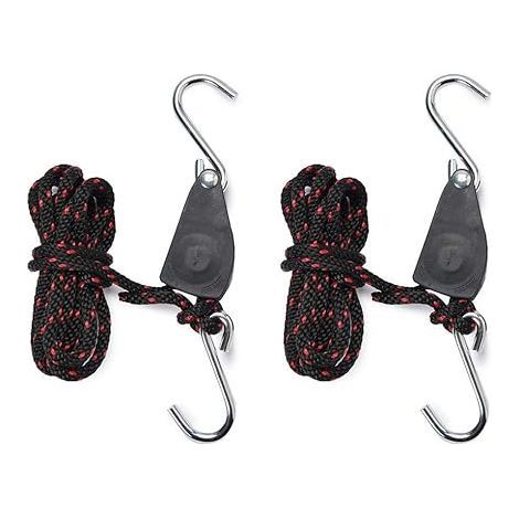 1/4 Inch Rope Ratchet Straps for Grow Light 2pcs Adjustable Hook Rope (1/5)