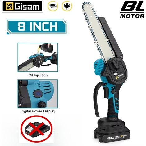 8 pouces scie électrique sans brosse scie à chaîne électrique à une main outil de jardinage pour le travail du bois scie d'élagage pour Makita 18v batterie broche, Sans batterie (1/5)