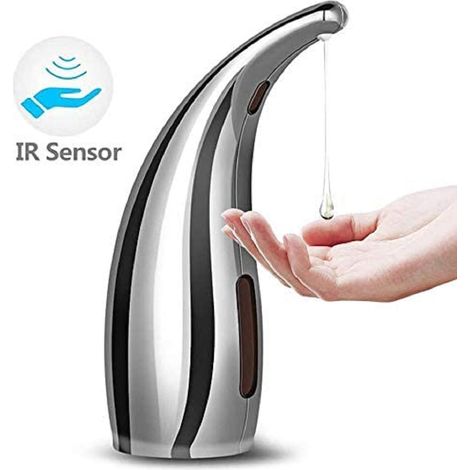 Distributore automatico di sapone a induzione, dispenser di disinfettante per le mani, dispenser di sapone con sensore di movimento senza contatto per casa, scuola, bagno, hotel (argento) - (1/5)