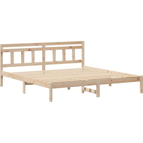 Lit adulte，Cadre de lit avec tête de lit Marron Bois de pin CFW7536825 (1/5)