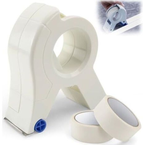 Applicateur de ruban de masquage, distributeur de ruban de masquage Masking Master, machine à ruban de masquage portable avec deux rouleaux de ruban de masquage blanc pour moulures décoratives, sols e