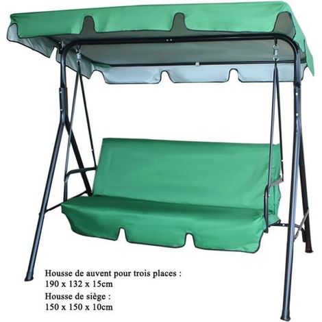 Housse de Siège et Coussins Assise/Dossier avec Auvent, Vert (Sans Balancelle) Housse de Siège de Jardin pour Balançoire de Jardin (1/3)