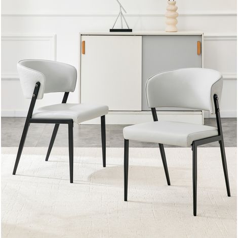 Sillas de comedor lote de 2 con estructura de metal, acolchado de PU, gris claro HAVRYA (1/5)
