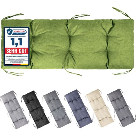 Garronda Coussin Exterieur Impermeable 140x50 cm pour Banc de Jardin Canapé Extérieur et Balancelle Coussins d'Assise Résistant UV pour Terrasse Balcon et Intérieur avec Cordons GD-0219 Vert