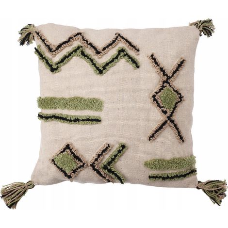 Home-Styling-Collection Cojín floral verde 45 x 45 cm