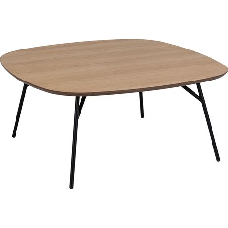 Mesa de centro Norsica 903, Negro + Marrón, 40x90x90cm, Diámetro: 0, Chapa de madera natural, Angular (1/5)
