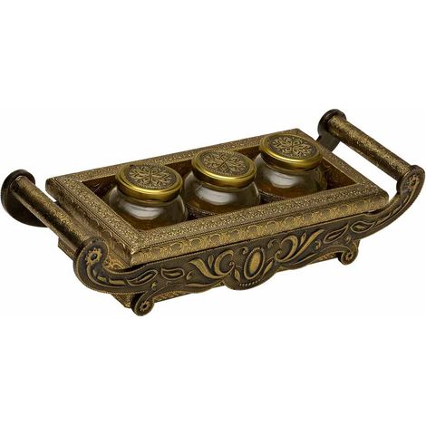 Bandeja de metal repujado color cobre 43x17,5x7 (1/5)