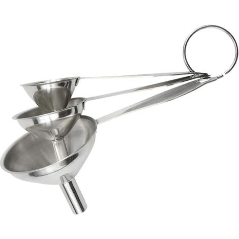 Lot de 3 entonnoirs de cuisine en acier inoxydable de qualité alimentaire, faciles à nettoyer et à long manche. (1/5)