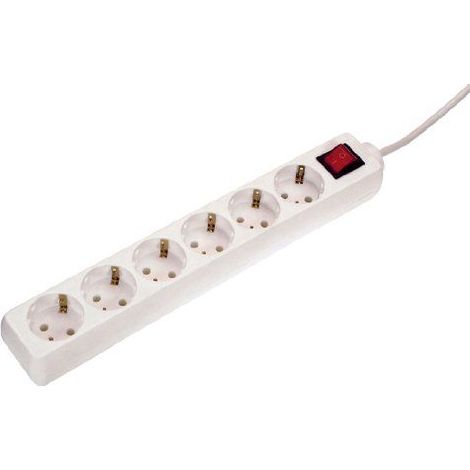 6-fach Steckdosenleiste 1,4m 230V weiß Ein-Ausschalter IP20
