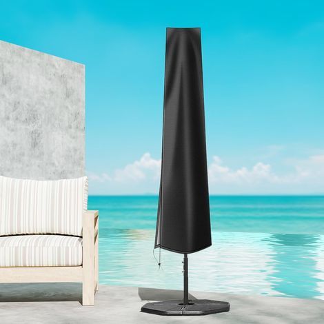 Housse de parasol imperméable en tissu Oxford avec fermeture éclair (190 x 30 x 50 cm) pour parasol de jardin de 2,5 m, 2,7 m ou 3 m (Noir) (1/4)