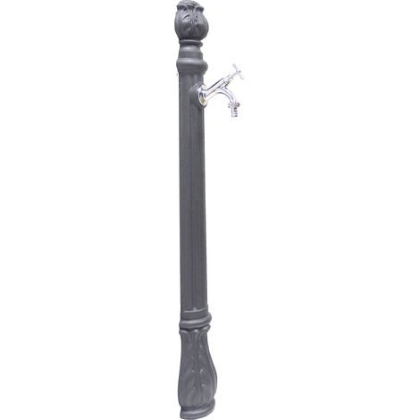 Fontana a colonna Osiride per casa giardino colore grigio ghisa con rubinetto in ottone a scelta : cromato mod.303C (1/2)
