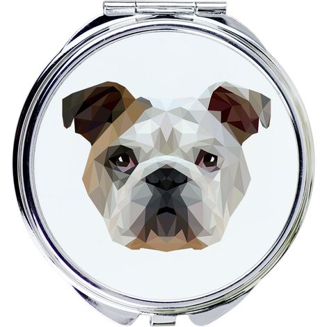 Bulldog inglese, Bulldog - specchio con foto e iscrizione geometrica di Art-Dog (1/3)