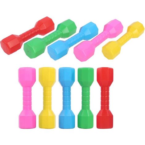 Ensemble D'haltères en Plastique coloré pour Enfants, pour Entraînement Physique et Amusant, Matériau PE, 10 Pièces, Jouets D'haltères pour Enfants (1/4)