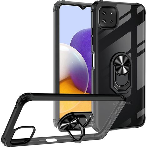 COQUE TRANSPARENTE POUR SAMSUNG GALAXY A22 5G CADRE NOIR 2X VERRE TREMPÉ (1/5)