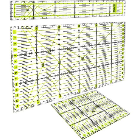 Lntyq 3 Pièces Transparentes Couture Règle, Règle Coudre Bricolage, Règles de Matelassage, Échelle Précise et Caractères Clairs, pour Outils de Couture, Rapiéçage, Bordure, Reliure (1/5)