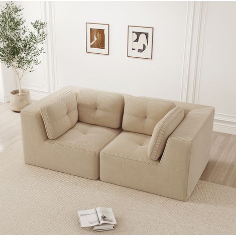 Modulares Ecksofa aus Cord mit 32D-Schaumstoff Beige OKMYHOME (1/5)