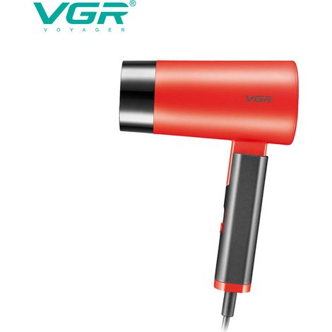 Sèche-cheveux pliable (norme européenne rouge), silencieux, idéal pour les hôtels, les étudiants et les résidences étudiantes. Fonctionne à air chaud et froid. (1/4)
