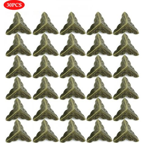 30 Coins Protecteurs d'Angle Métalliques Sculptés pour Boîtes en Bois, Coffres, Étuis - Sécurité des Bords