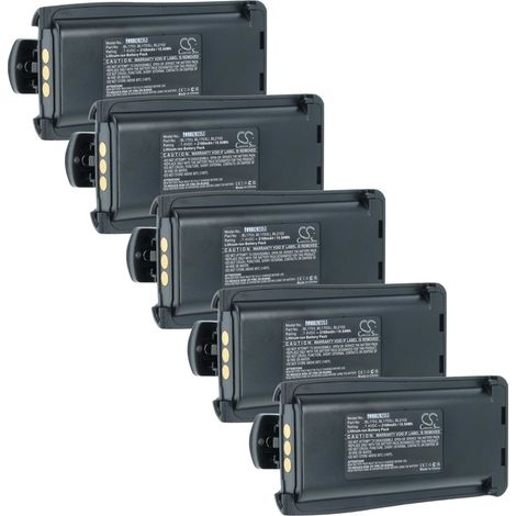 vhbw 5x Akku kompatibel mit Relm RPV7500, RPU7500 Funkgerät, Walkie Talkie (2100 mAh, 7,4 V, Li-Ion) + Gürtelclip