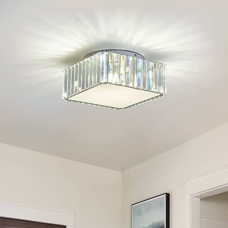 Plafonnier LED en cristal, sans source de lumière, adapté au plafonnier en cristal dans les couloirs, les chambres et les salles de bains, support de lampe G9 (carré) (1/4)