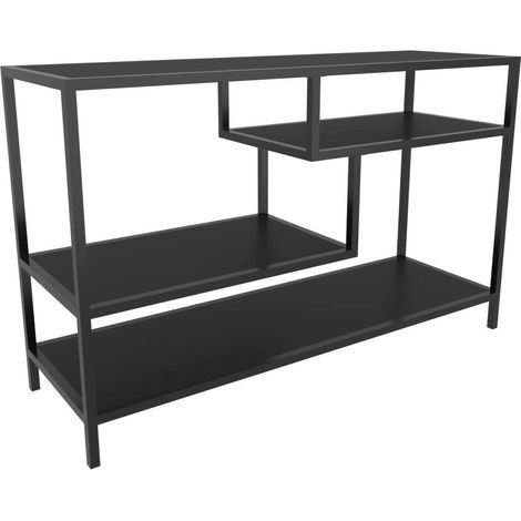 Dmora - Mobile porta TV Ivette, Credenza da soggiorno, Armadio basso per TV, Base parete attrezzata, 120x39h75 cm, Antracite e Nero (1/5)