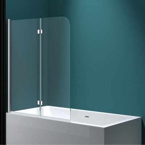 Durovin Bathrooms Over Bath Shower Screen 180° Hinged 2 Fold Folding Shower Bath Screen Reversible Glass Panel With Pattern (1/5)