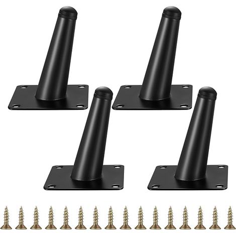 4 Pièces Pieds Réglables Inclinés de Table, Jambes de Table en Métal Noir pour Meuble, Canapés, Cuisine, Armoires, Lit Pieds, 10 cm de Hauteur (1/5)