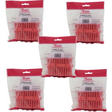 Talon Red 5-5.5mm Wall Plugs Plastic Screw Fixing Plugs Euro Slot X500 Pack P2ES (1/2)