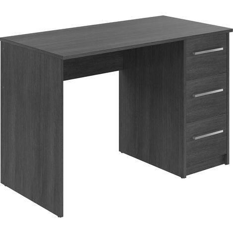Bureau d'ordinateur moderne avec 3 tiroirs, montage facile, 56 x 110 x 73,5 cm, gris foncé (1/5)