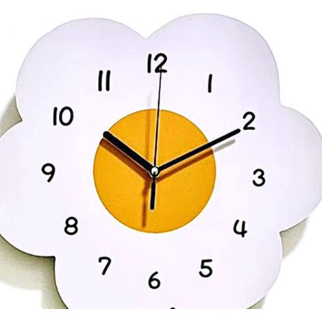 Horloge murale florale simple et silencieuse pour le salon, horloge à motif dessin animé créative et artistique, objet de décoration populaire en ligne, 20 x 30 cm (1/5)