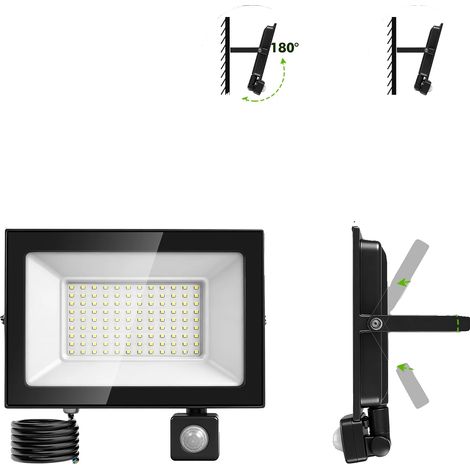 Foco LED con sensor de movimiento, resistente al agua, 100 W, 6500 K-c, 2 unidades-b (1/2)