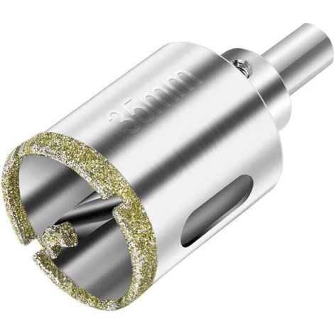Scie Cloche 35 mm, Foret Diamant avec Foret Guidage Central, avec Revêtement de Surface en Diamant pour Coupe de Verre, Carrelage, Céramique, Marbre,