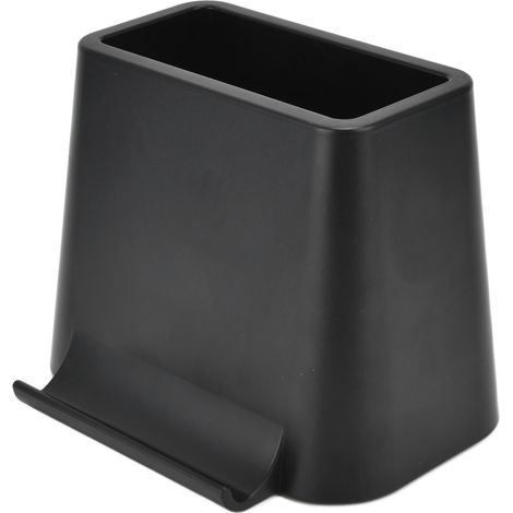 Organiseur de bureau en ABS, support de rangement multifonctionnel pour stylos et téléphones avec base antidérapante, noir. (1/5)