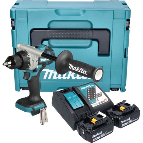 Taladro atornillador a batería Makita DDF 492 RTJ 18 V 141 Nm sin escobillas + 2 baterías de 5,0 Ah + cargador + Makpac