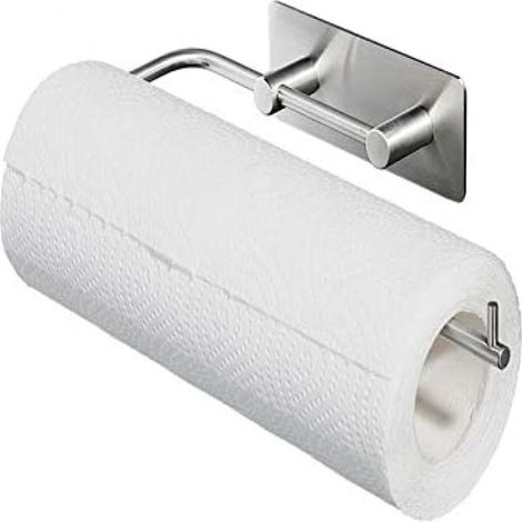 Porte-rouleau de cuisine adhésif, sans perçage, fixation murale, acier inoxydable mat
