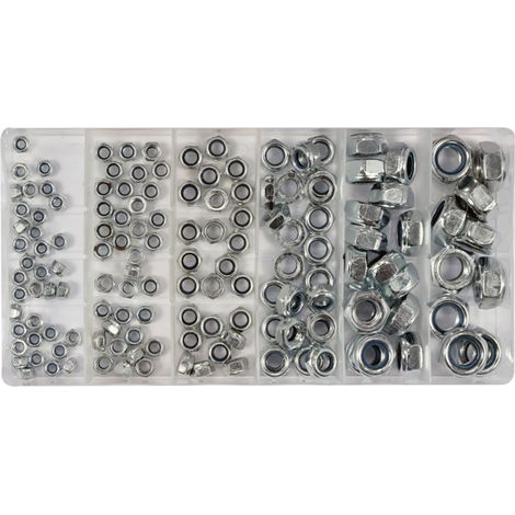 Selbstsichernde Muttern M4, M5, M6, M8 und M10, M12, 146 Stück (1/2)
