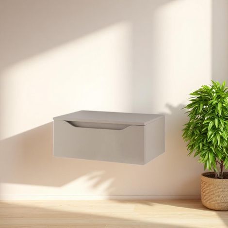 Cassetto bagno sospeso GIGLIO 80 cm in nobilitato Tortora Opaco (1/5)