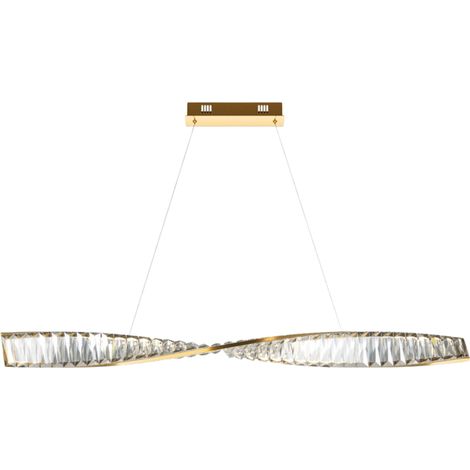 Maytoni Krone Lampadario moderno a sospensione da soffitto da 100 cm in ottone, 3000 K, 1900 lm, paralume in cristallo (1/5)