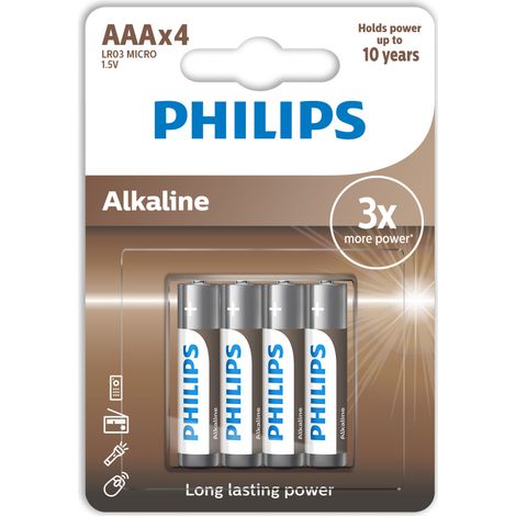 Pila alcalina AAA LR03 1,5 V 10,5 x 44,5 mm 4 uds blister (1/2)