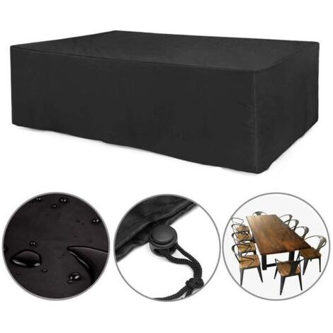 Housse pour salon de jardin, housse de protection imperméable bâche anti-UV, housse de protection parasol, imperméable, coupe-vent, résistante aux UV, résistante 210D -Tissu Oxford, 242162100cm, noir (1/4)
