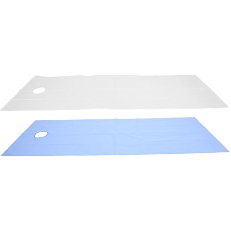 Lot de 2 Draps Jetables pour Table de Massage, Housse Imperméable et Respirante en Polyester, Blanchisserie et Salon de Beauté (Blanc et Bleu) (1/5)
