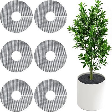 Lot de 6 grilles de drainage rondes pour pots de fleurs - 30 cm - Découpables - Idéales pour bonsaïs, pots de fleurs, soucoupes et aménagements paysagers - Empêchent les animaux de creuser la terre -  (1/5)