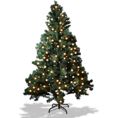Wolketon Albero di Natale Aghi di pino natalizio con supporto esterno floccato da 120 cm con LED bianco caldo (1/3)