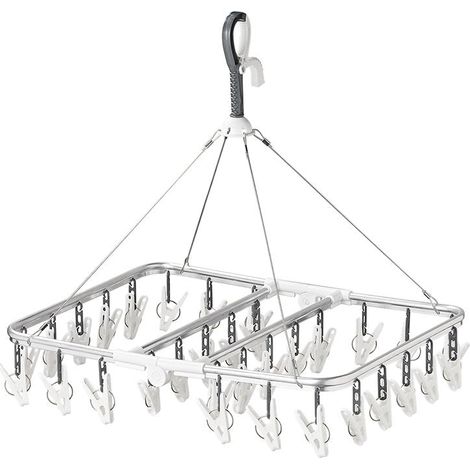Secadora de carrusel de aluminio plegable con 32 pinzas para la ropa (1/5)