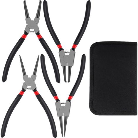 Lot de 4 Pinces à Circlips Extérieur et Intérieur - Set Avec Sac de Rangement, Ressorts Durables et Poignées Antidérapantes (1/5)